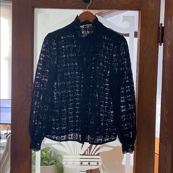 Sezane Black Lace Blouse - Picture 7 of 11